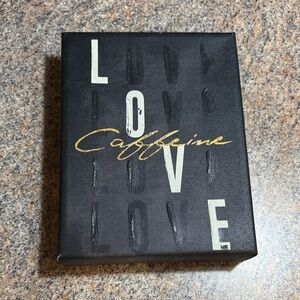 7”x9”x2” Black Gold and White Love Caffeine Canvas Art